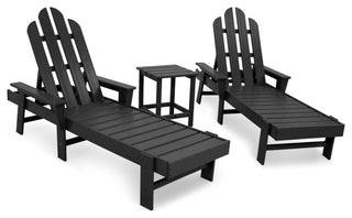 POLYWOOD Long Island Chaise 3-Piece Set, Black