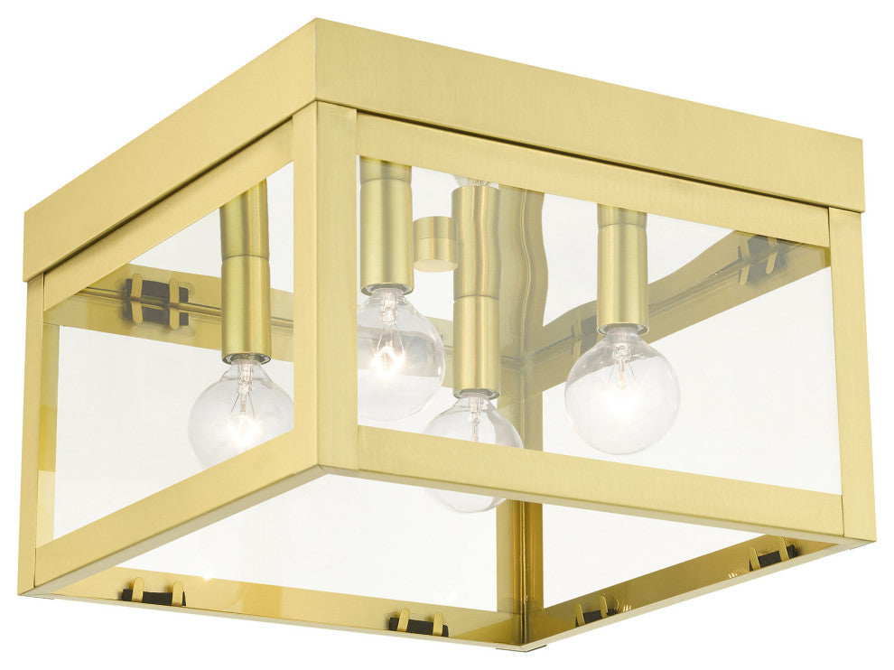 Satin Brass Transitional, Nautical,  Mission, Flush Mount