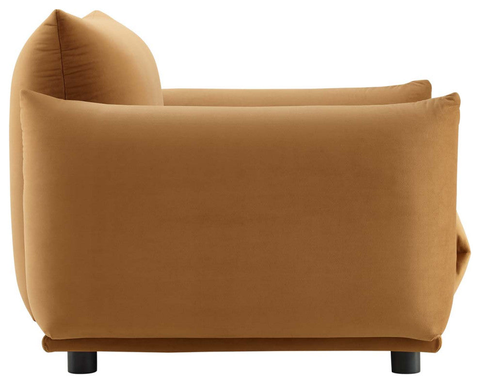 Copious Performance Velvet Armchair Cognac