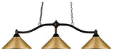 Z-Lite Chance 3-Light Billiard Light, Bronze, Satin Gold, 147BRZ-MSG