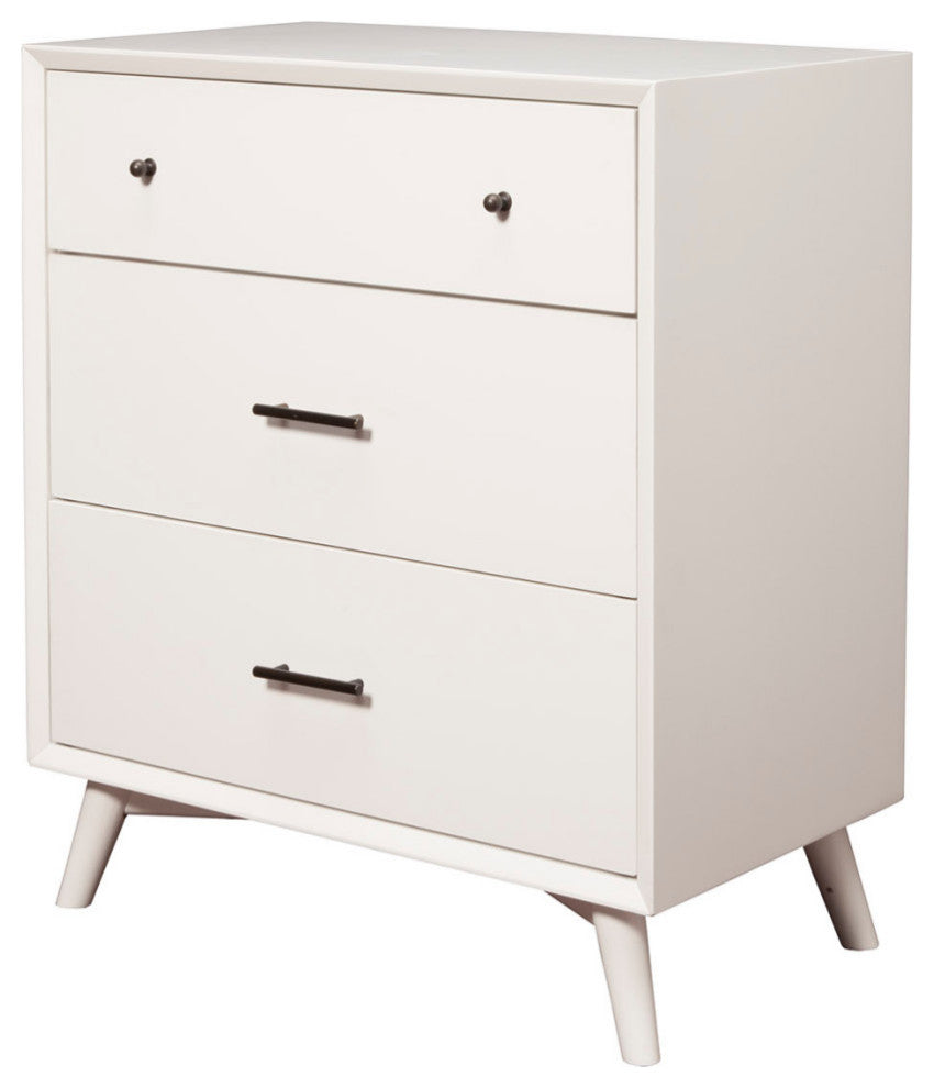 Flynn Mid Century Modern 3 Drawer Small Chest, White