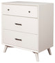 Flynn Mid Century Modern 3 Drawer Small Chest, White