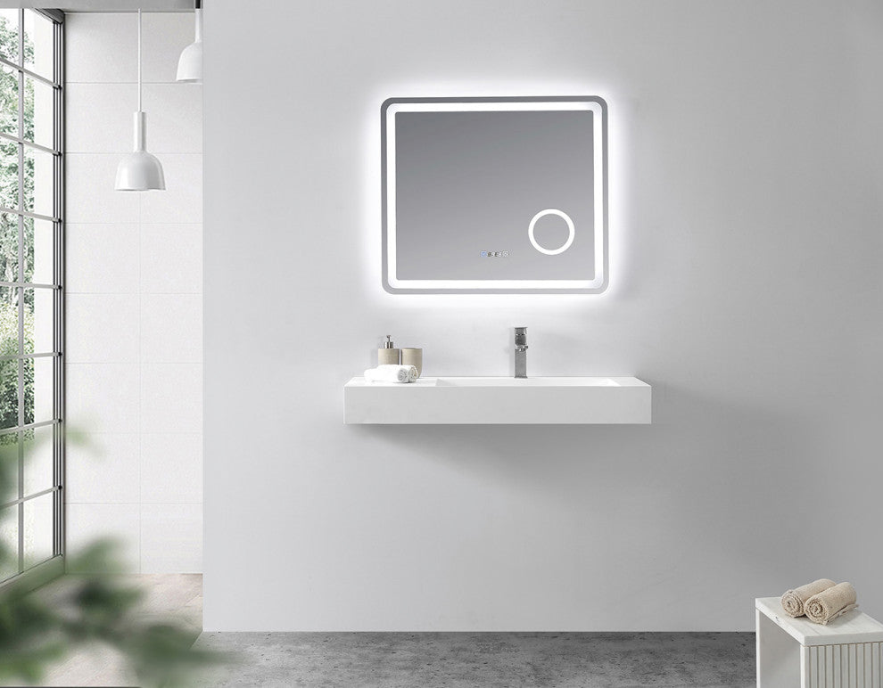 ADM Rectangular Wall Mounted Sink, White, 39", Glossy 23" Right