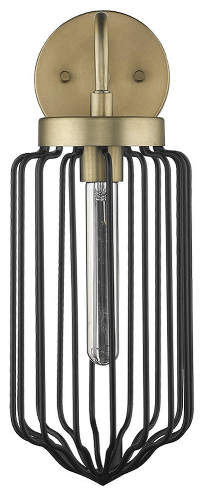 Gold and Black Metal Cage Wall Sconce