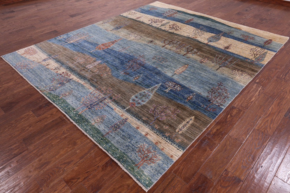 7' 11" X 9' 6" Persian Gabbeh Tribal Hand-Knotted Rug Q8074