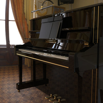 22" LED Grand Piano Lamp, Black and Brass, Mahogany Bronze