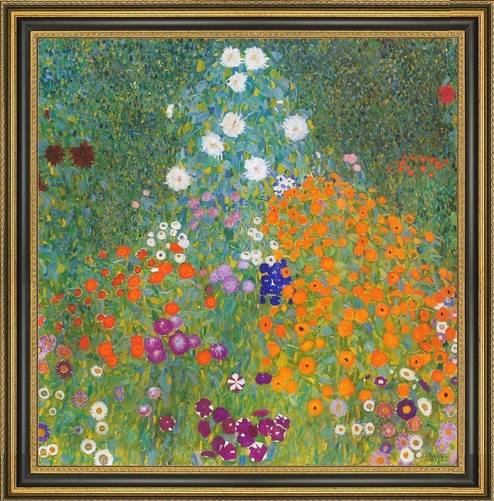 Gustav Klimt a Bauerngarten Framed Premium Canvas Print, 16"x16"