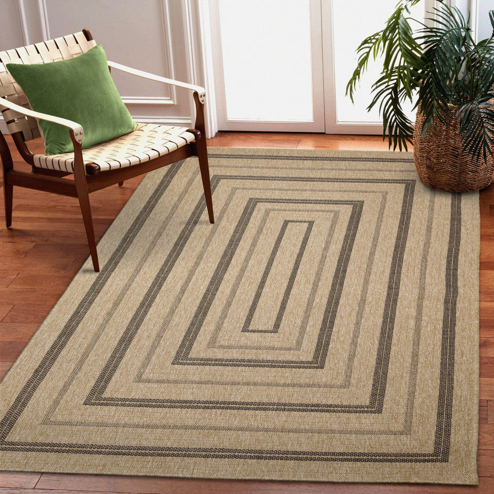 Sahara Multi Border Indoor/Outdoor Rug Natural 7'10"x9'10"