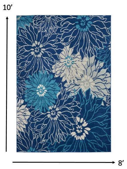 8 x 10 Navy and Ivory Floral Area Rug