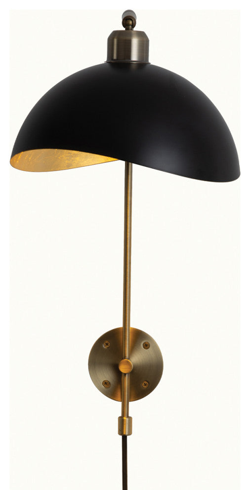 Luna Bella Wall Sconce, Weathered Brass, Matte Black
