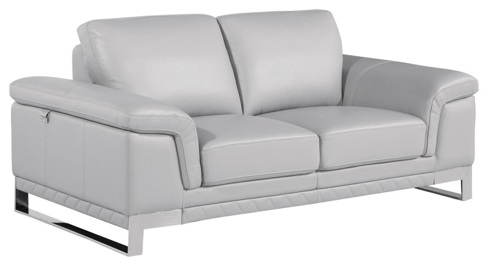 Set of Modern Light Gray Leather Sofa And Loveseat