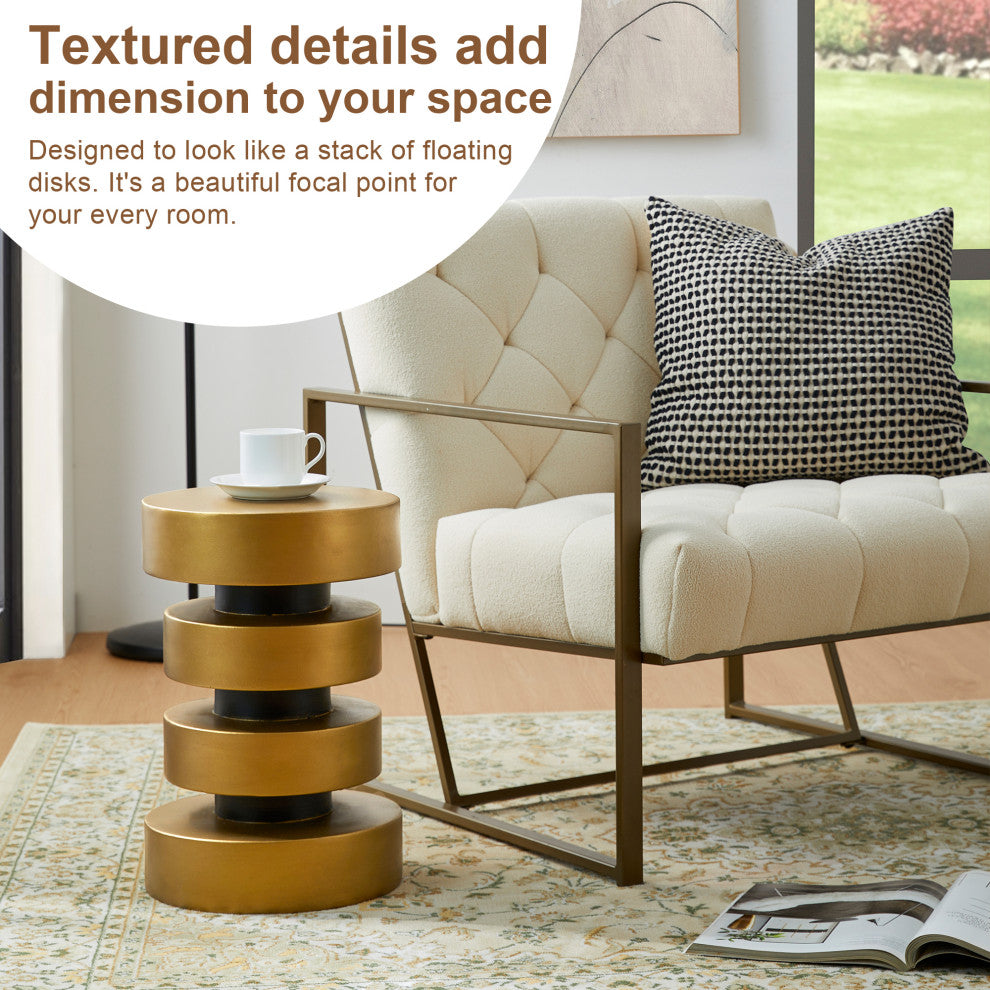 Antique Gold MGO Floating Disks Side Table