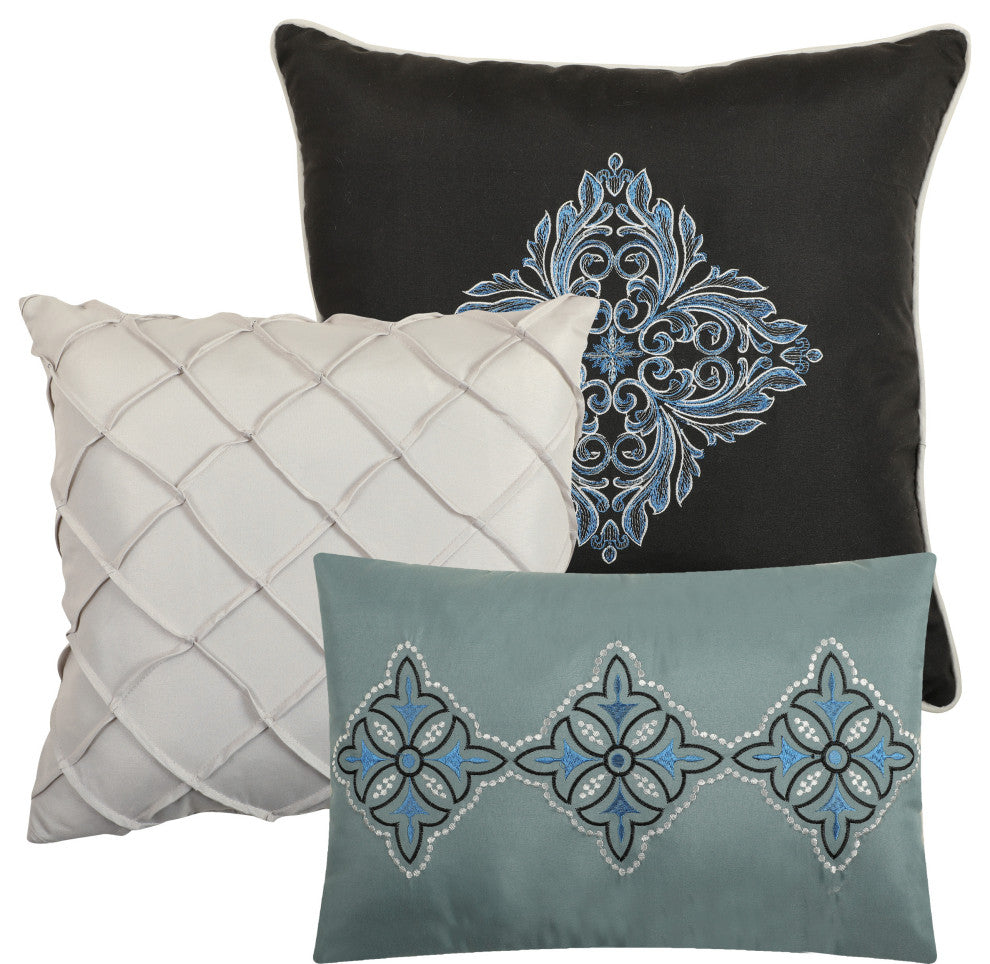 Tefia 7 Piece Comforter Set, Blue, King