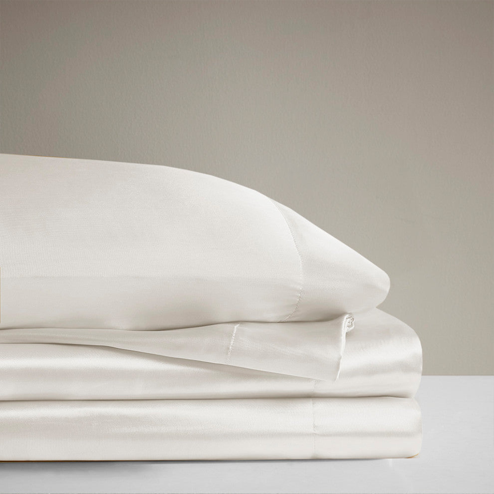 Madison Park Essentials Satin Luxury 6 PC Sheet Set, Ivory