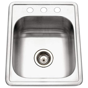 Houzer A1722-7BS Glowtone 17" Drop In Single Basin Stainless - Stainless Steel