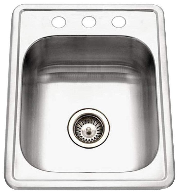 Houzer A1722-7BS Glowtone 17" Drop In Single Basin Stainless - Stainless Steel