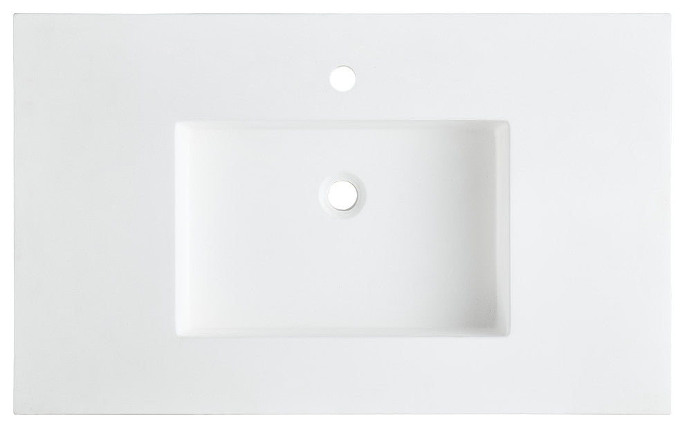 ANZZI Orchard 36" Console Sink With Glossy White Counter Top, Brushed Nickel