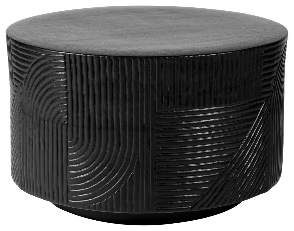 Serenity Textured Ceramic Round Accent Table, Coal Semigloss
