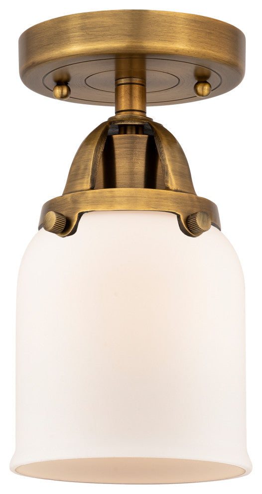 Small Bell Semi-Flush Mount, Brushed Brass, Matte White, Matte White