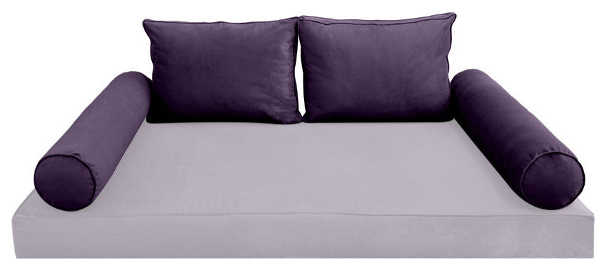 STYLE V1 Twin Velvet Pipe Trim Indoor Daybed Bolster Pillow |COVER ONLY| AD339