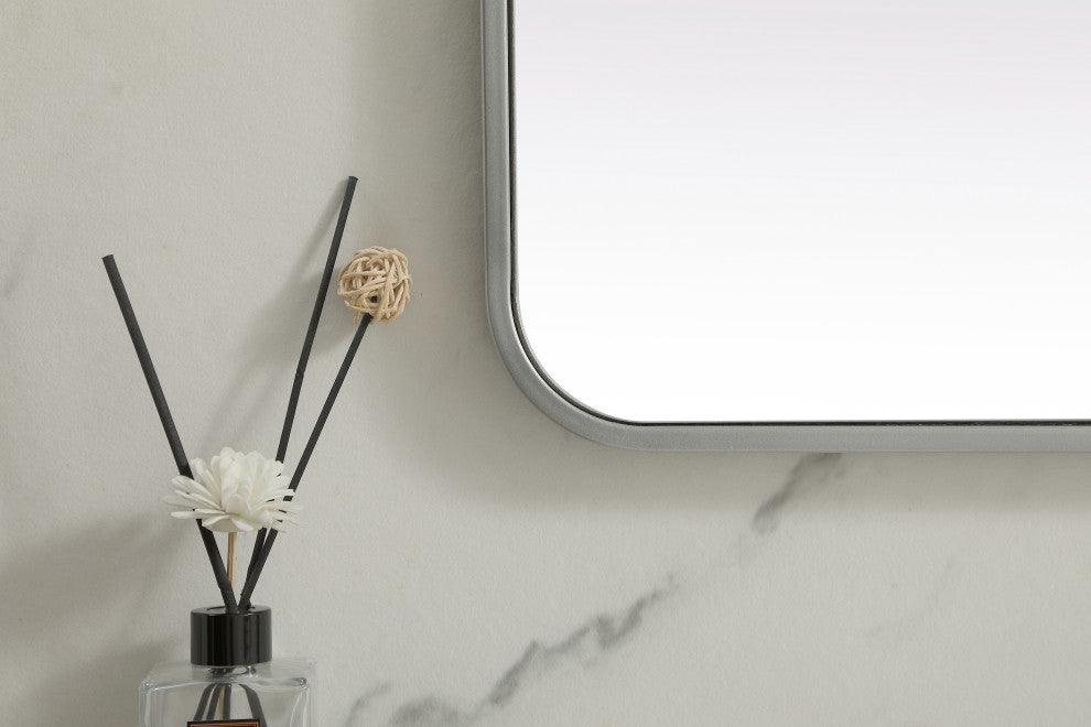 Soft Corner Metal Rectangle Mirror 32X72 Inch, Silver