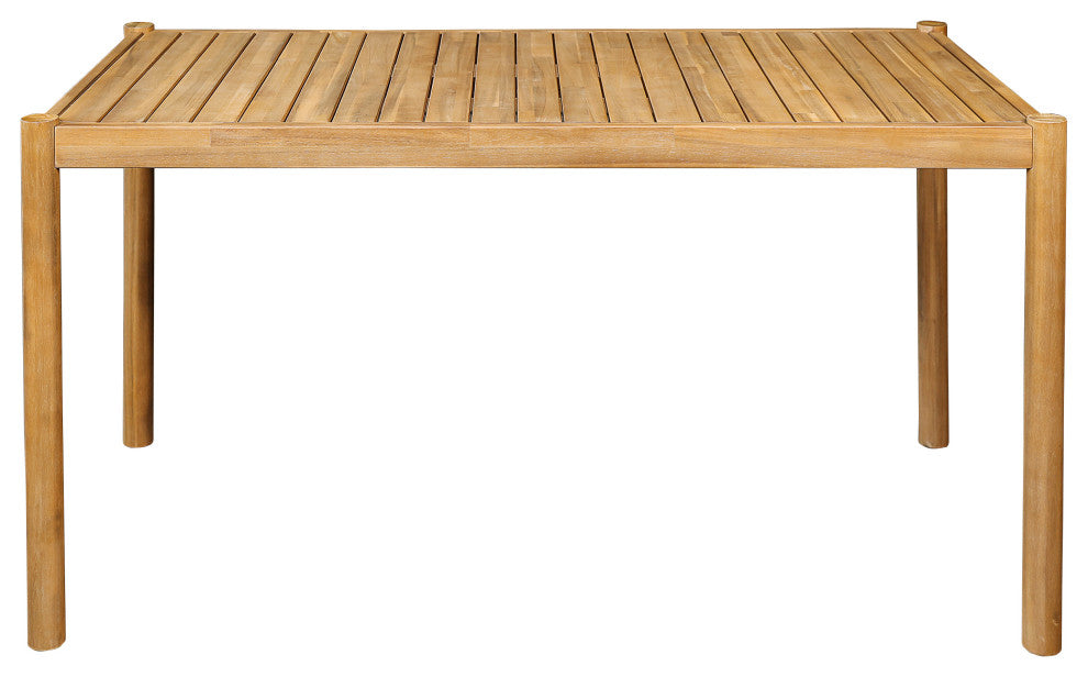 GDF Studio Outdoor Acacia Wood Dining Table, Light Teak, Light Teak