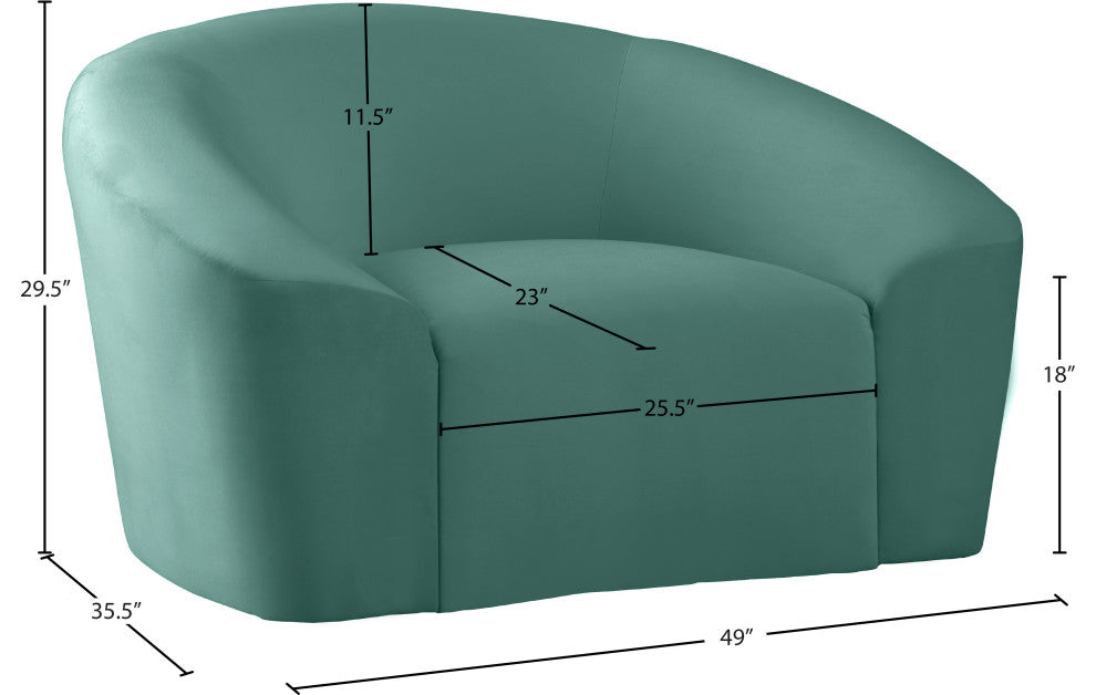 Riley Velvet Upholstered Rounded Chair, Mint