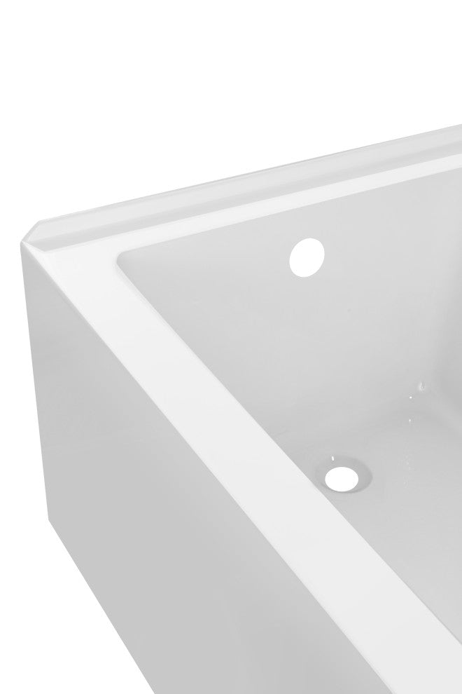 Vanity Art Alcove Soaking Acrylic Bathtub, Pure White, 48"x32", Left