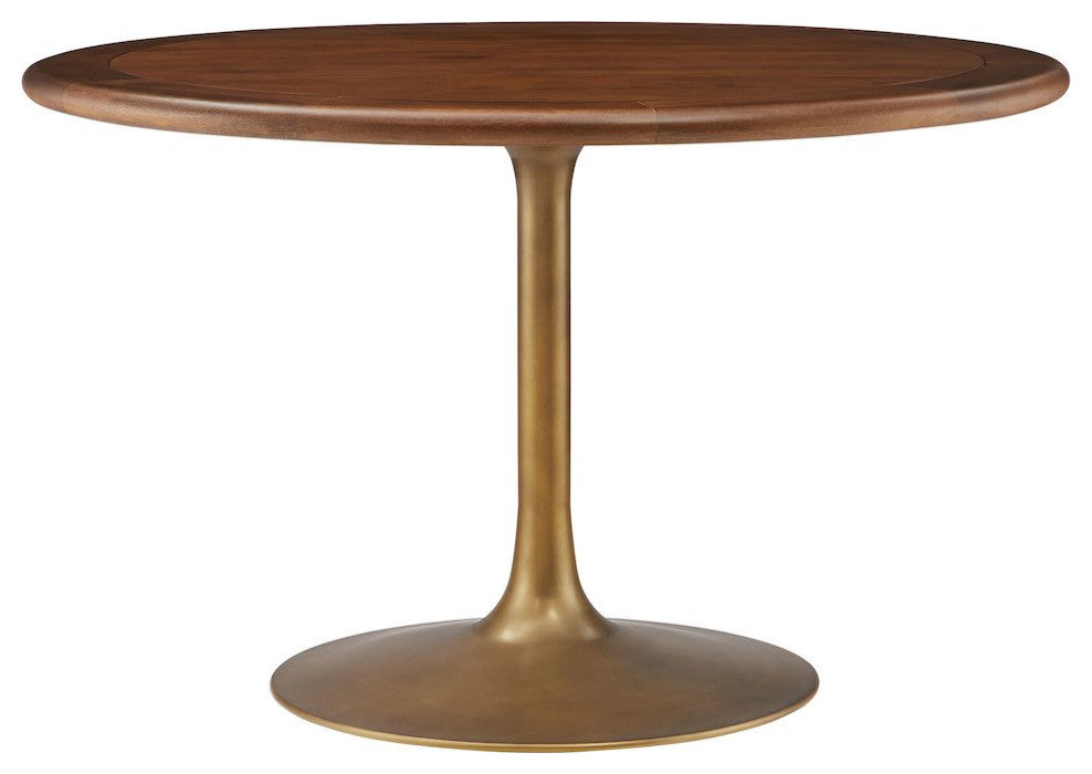 Lippa 48 Round Pedestal Solid Wood and Metal Dining Table