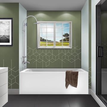 Acrylic Apron Soaking Bathtub, White, 66"x36", Left, Without Drain