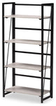 Industrial Light Gray Finished Wood And Black Metal 4-Tier Display Shelf