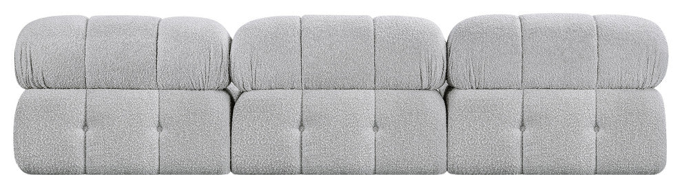 Ames Boucle Fabric Modular Sofa, Grey, 3-Piece: 3 Armless Chair