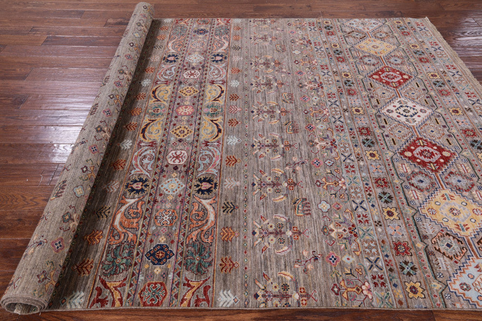 6' 8" X 9' 10" Handmade Tribal Khorjin Wool Rug Q7604