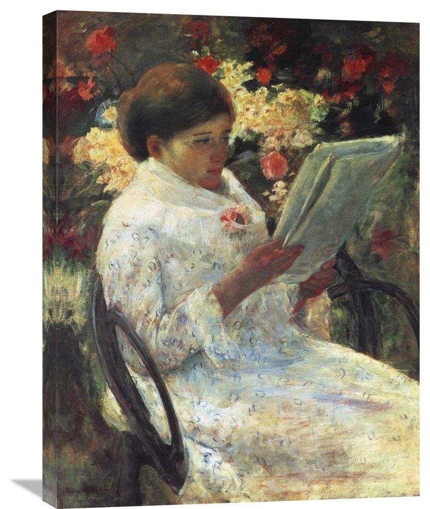 "Woman Reading In A Garden 1880" Canvas Giclee by Mary Cassatt, 23"x30"