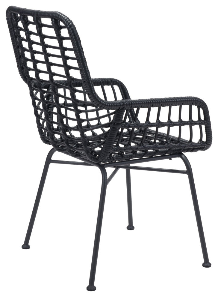 Dining Chair, Set of 2, Aluminum, Metal, Black, Outdoor Patio Balcony Garden