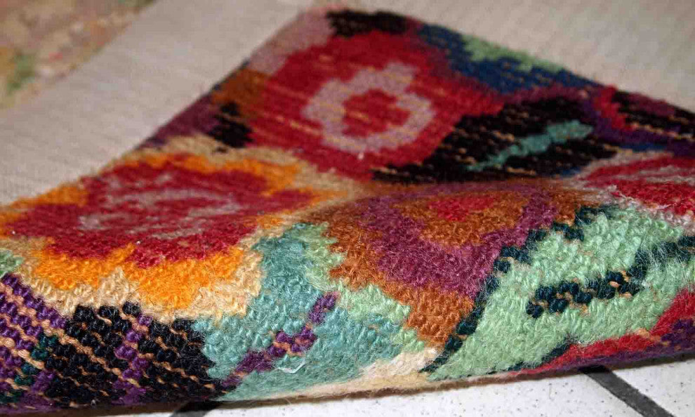 Handmade Antique French Art Deco Rug, 1.6'x3.8', 50cmx116cm 1920s
