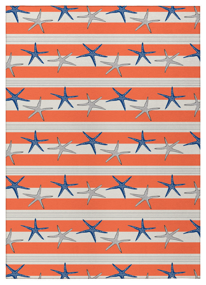Indoor/Outdoor Seabreeze SZ12 Salmon Machine Washable 3' x 5' Rug
