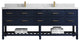 Parker 84 Double Sink Bathroom Vanity, Navy Blue 2" Calacatta Laza