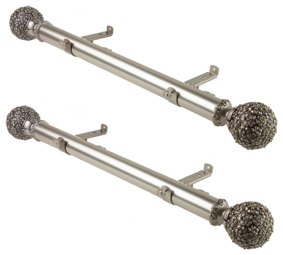 Eloise 1.5" Side Curtain Rod, Satin Nickel, 24"