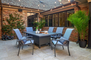 Belle Isle Sling Outdoor Dining Chair, Augustine Pewter/Black