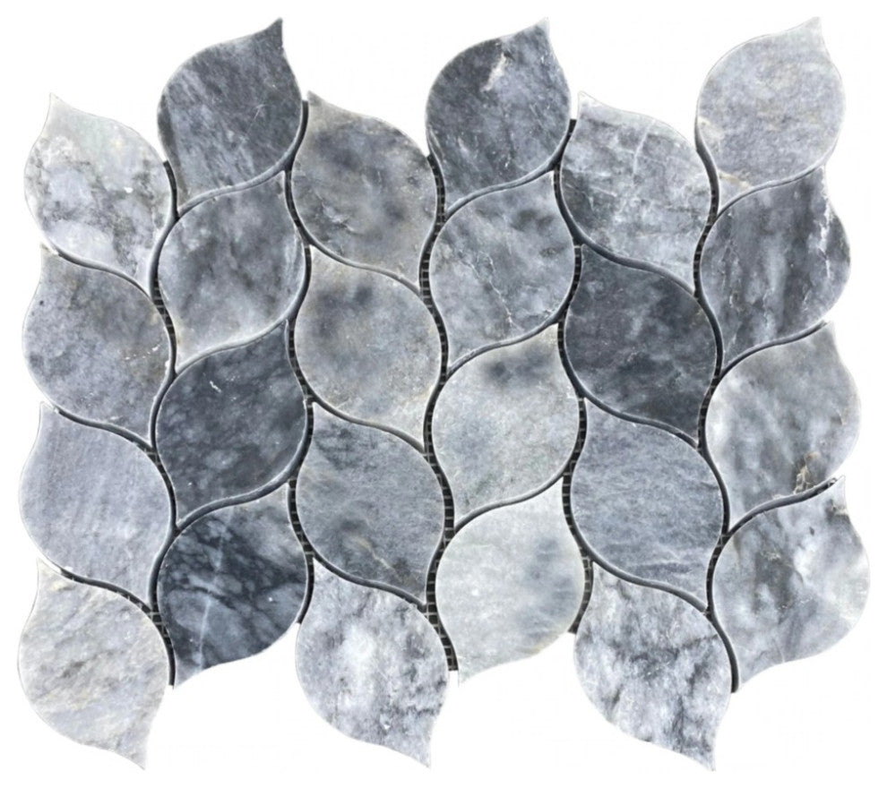 Luna Sky Marble Leaf on 12"x12" Mesh Mosaic Tile (10 sqft per box)
