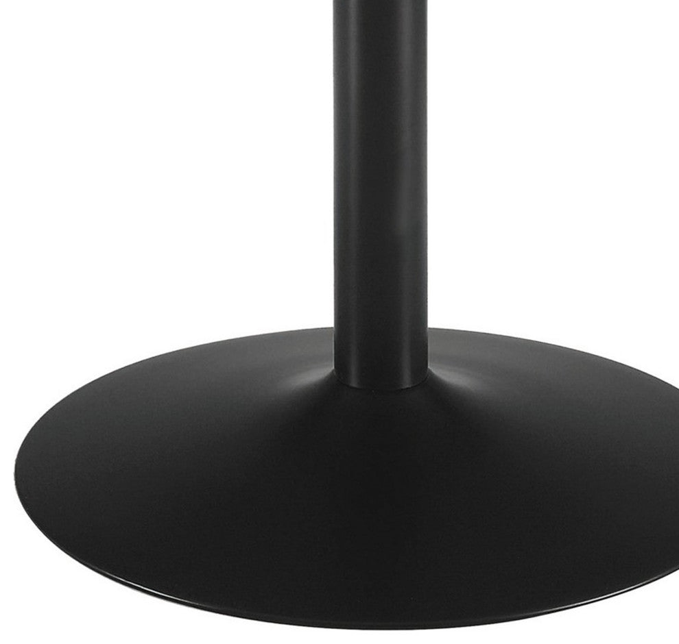 Benzara BM233395 30" Round Wooden Top Modern Dining Table, Black and Brown