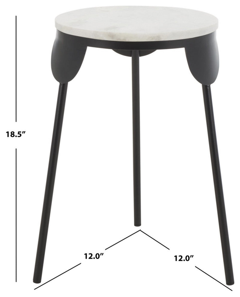 Safavieh Everbrooke Round Accent Table, White Marble/Black