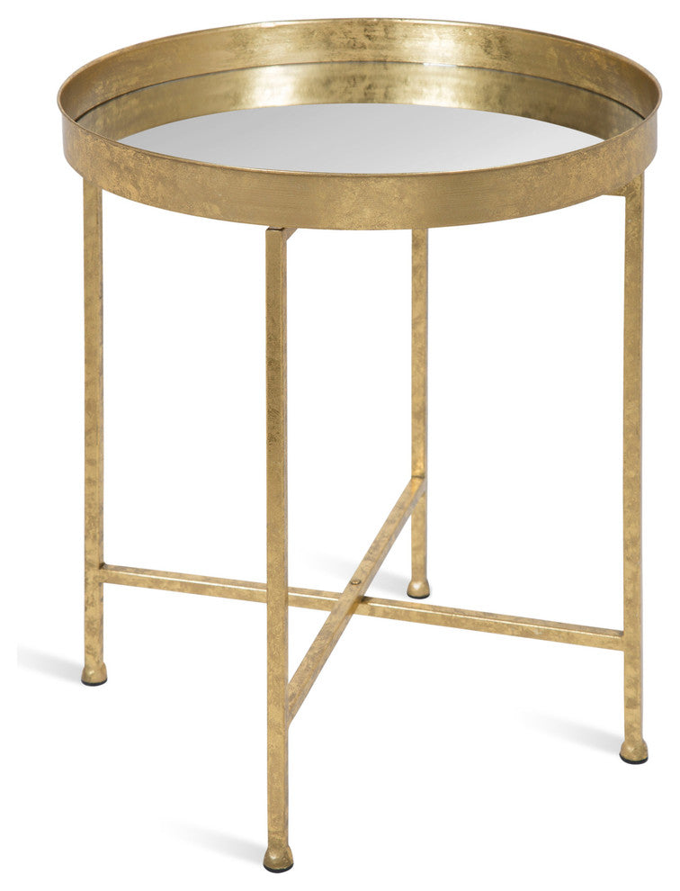 Celia Round Metal Side Table, Gold Mirror