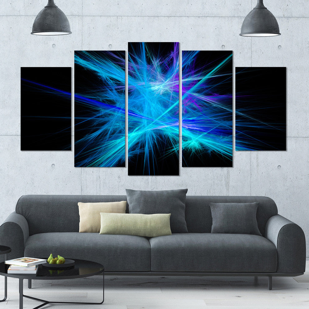 Clear Blue Spectrum of Light, Contemporary Canvas Art Print, 60"x32", 5 Panels