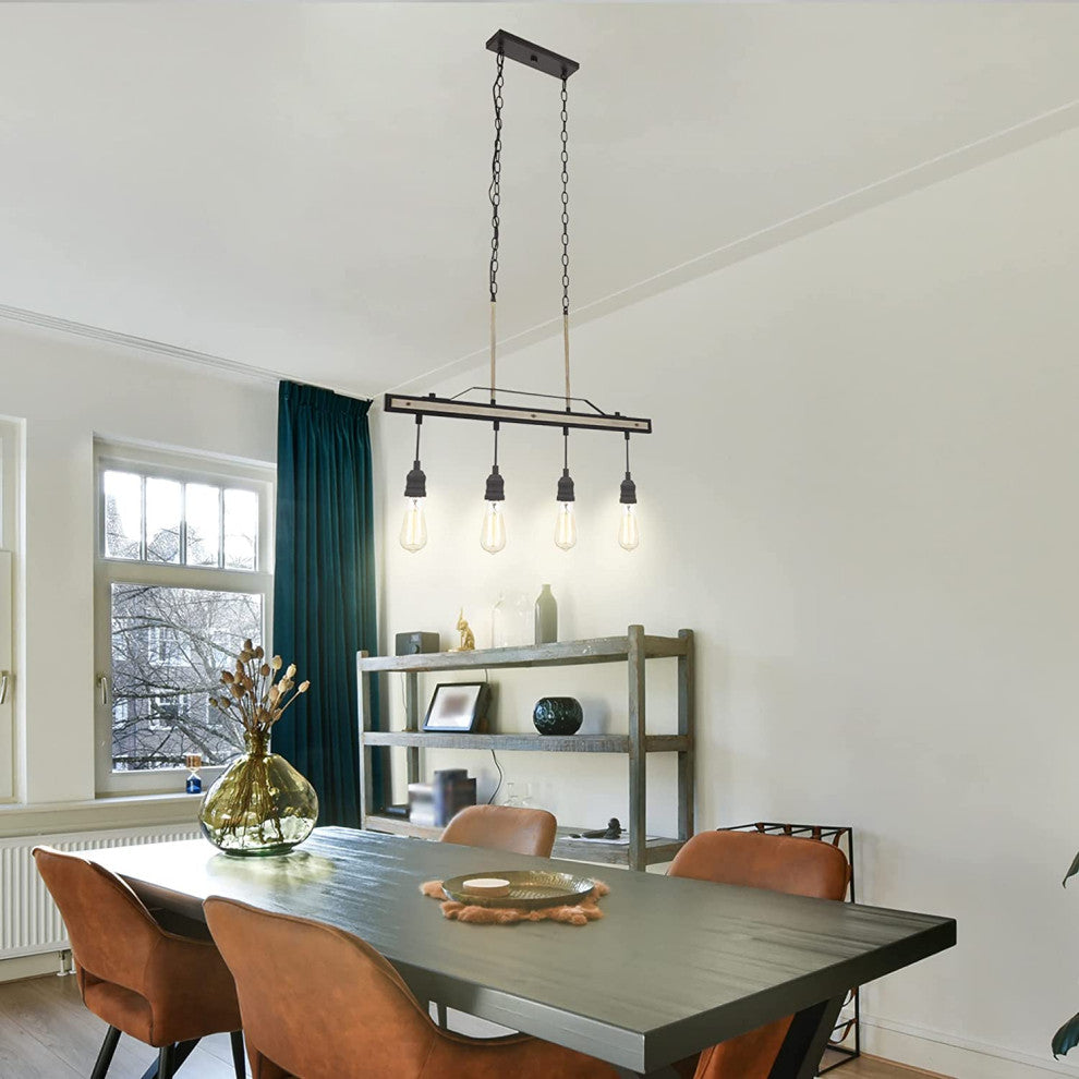 4 Light Farmhouse Chandelier Kitchen Dining Pendant Light Fixture