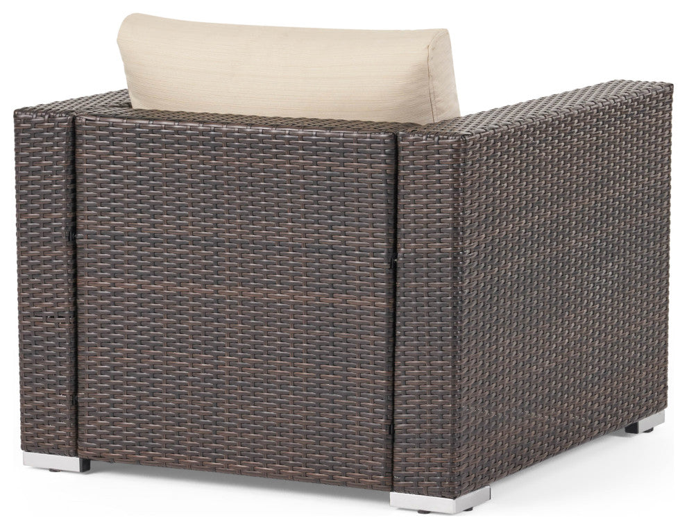 Avianna Outdoor Wicker Club Chair With Cushions, Set of 2, Multibrown/Beige