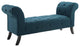 Evince Button Tufted Accent Upholstered Fabric Bench Blue