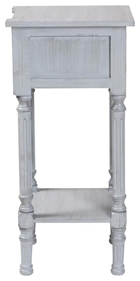 Pemberly Row Contemporary 1-Drawer Traditional Wood End Table in Gray