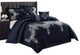 Diona Damask 7 Piece Comforter Set, Navy , Queen
